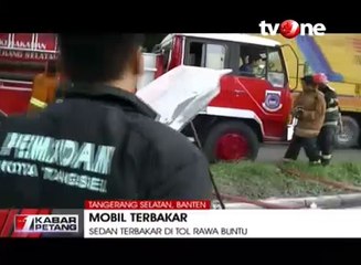 Sedan Terbakar di Tol Rawa Buntu KM 10
