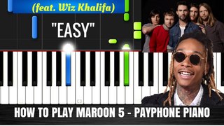 How To Play Maroon 5 - Payphone Piano Easy (Tutorial + Cover) with Lyrics - Synthesia Music Lesson