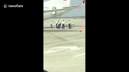 Flight attendant falls out of cabin pre-flight