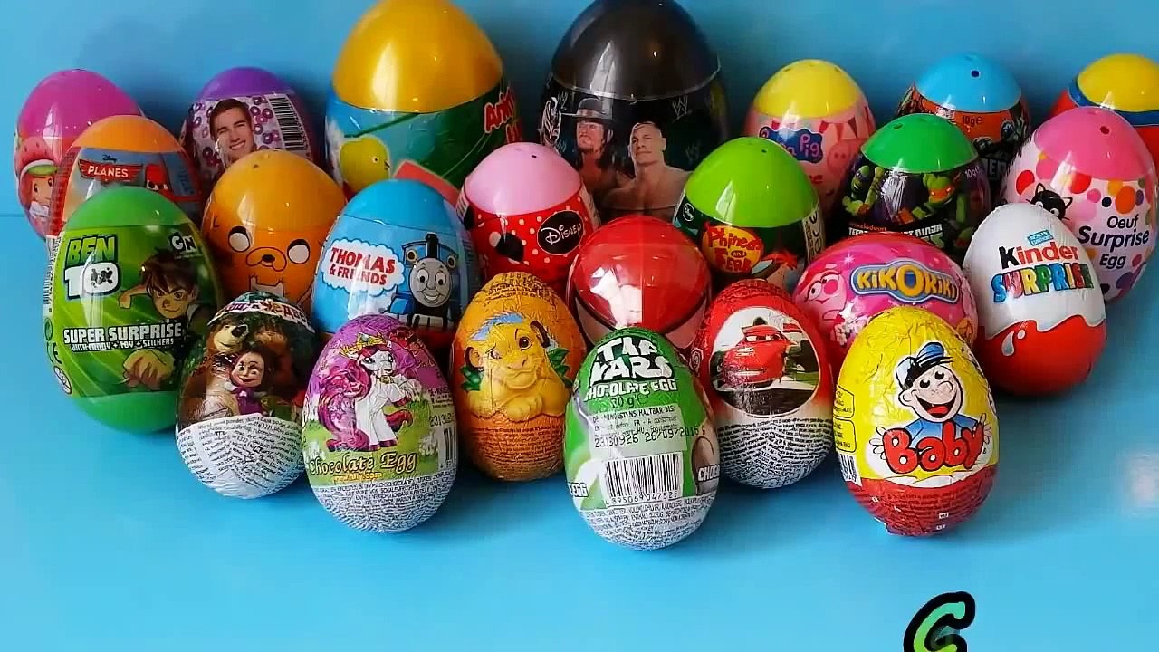 24 Surprise Eggs, Маша и Медведь Kinder Surprise Disney Violetta Spiderman Peppa Pig Pixar Zaini