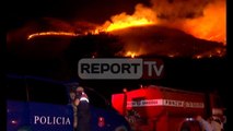 Report TV - Shkodër, zjarr në Tarabosh, në rrezik disa banesa në fshatin turistik