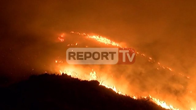 Report Tv - Shkodër, rrezikohen antenat e TV nga zjarri në malin e Taraboshit