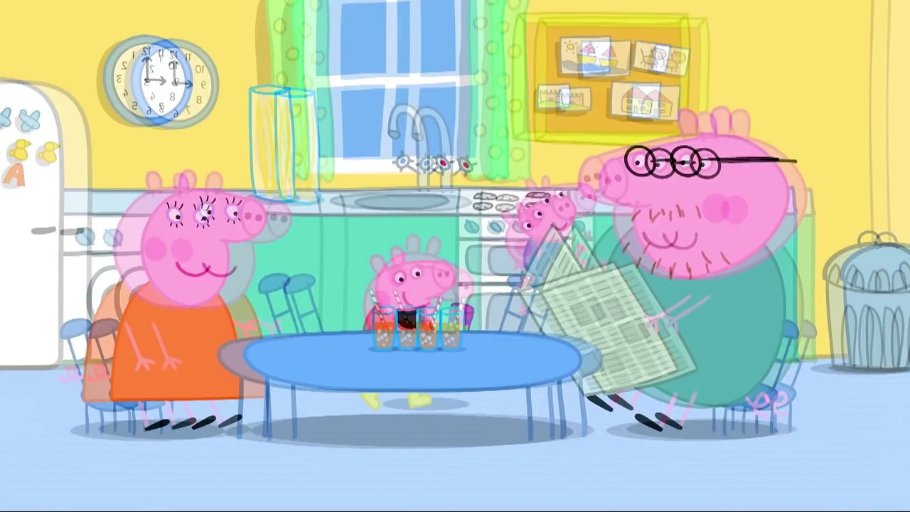 Peppa Pig makes bubbles, draw a cartoon @