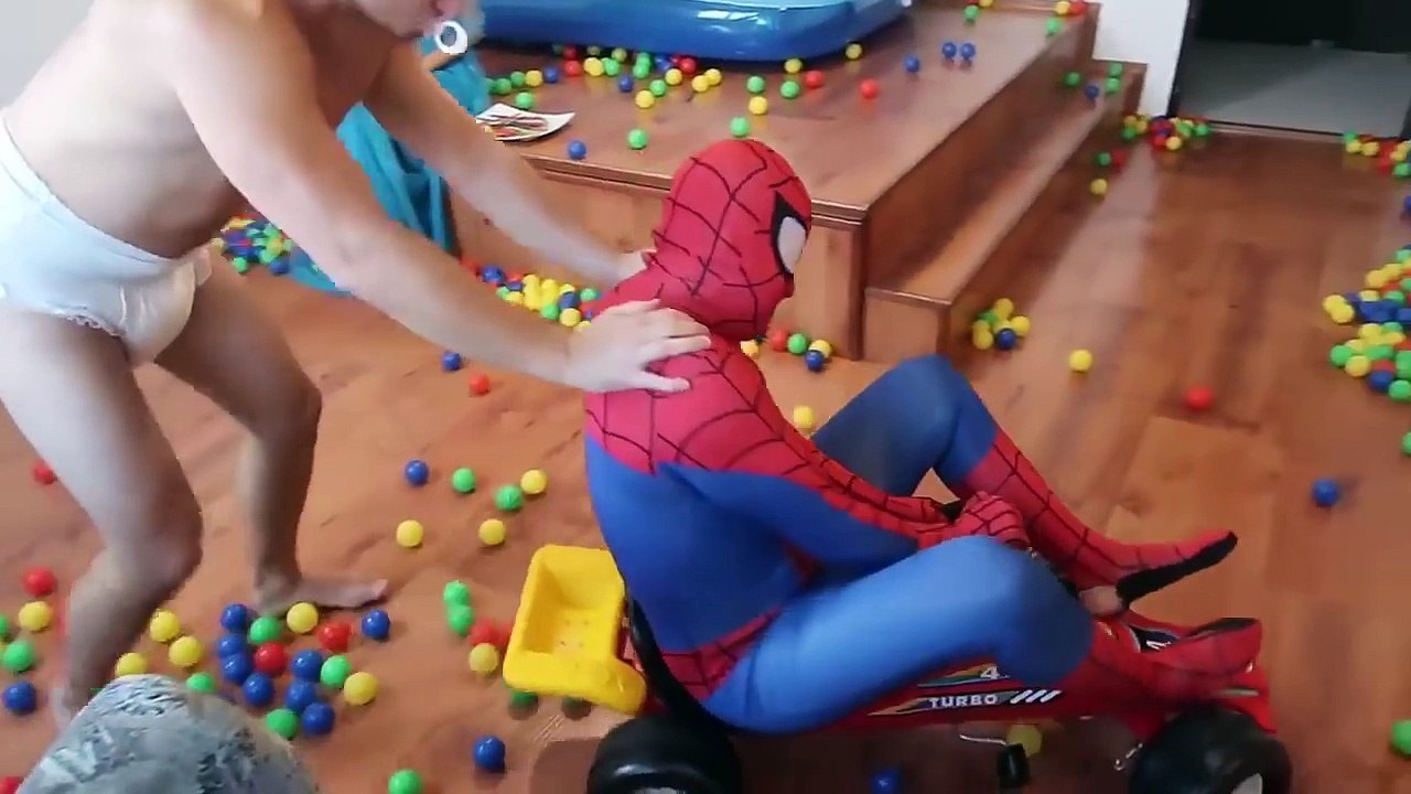 Angry Baby vs Spiderman TOILET PRANK w/Spiderman Joker Rapunzel Crying Baby Police Car Superhero Fun