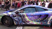 new goldRush rally terrorizing NYC! Lamborghini Aventador, Bugatti Veyron! Police, Revs, Flames!