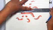 5 Incredible 3D Illusion Drawings | Anamorphic Illusion - 3D Trick Art on paper