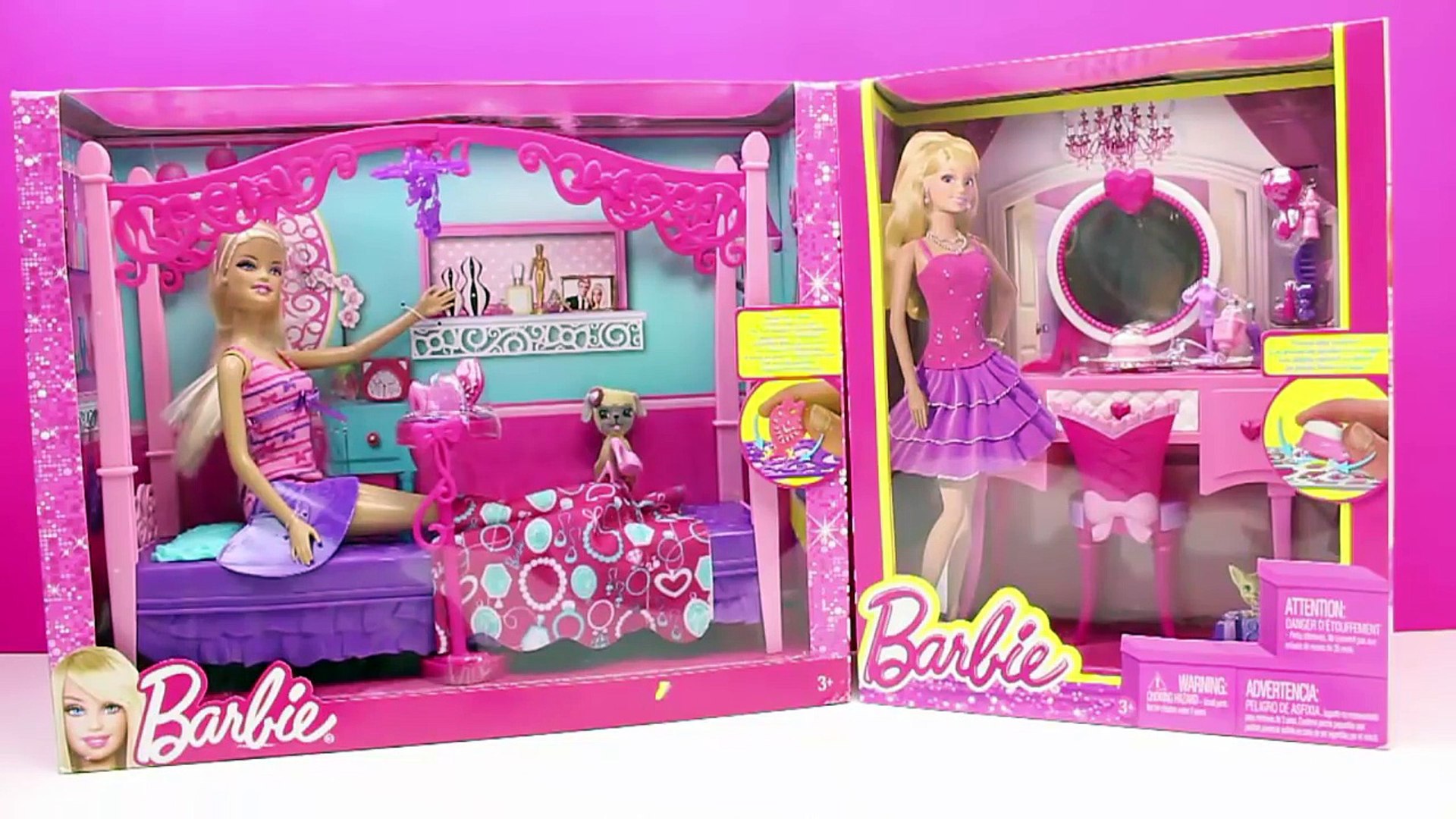 Decoración Habitación de BARBIE en español | Cama y Tocador Casa Glam de Juguetes de Barbie─影片 Dailymotion