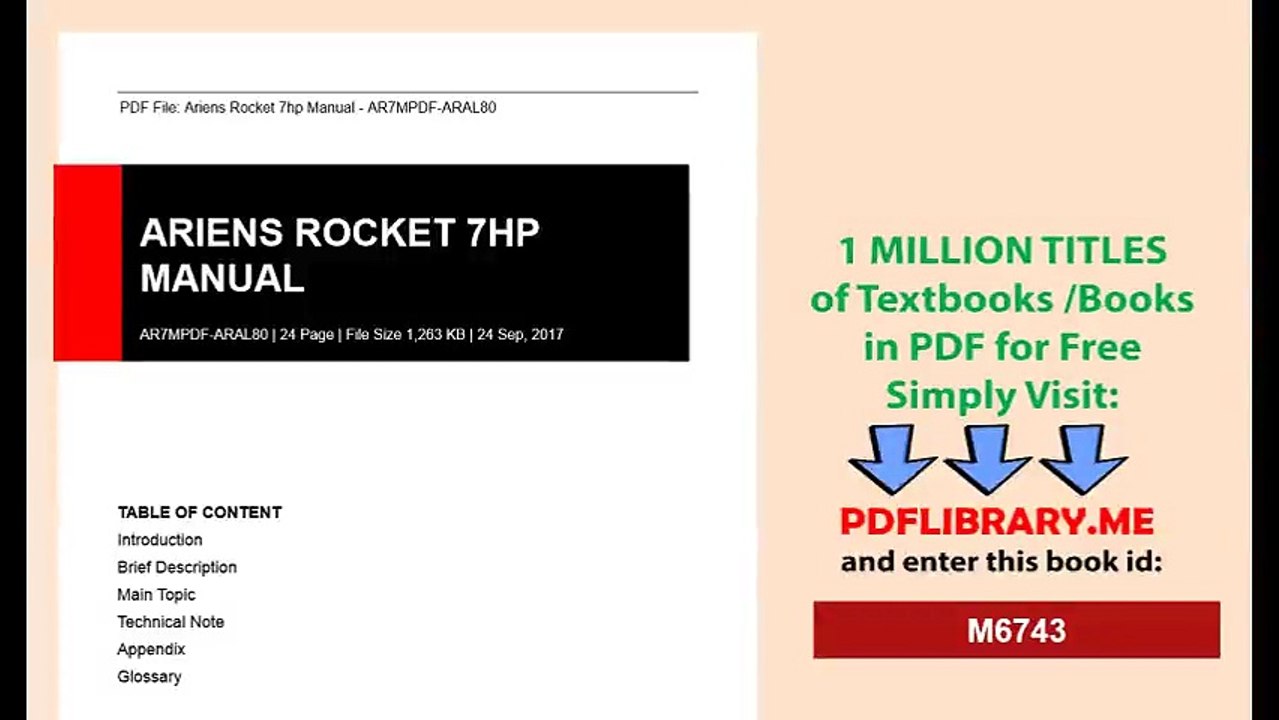 Ariens Rocket 7hp Manual