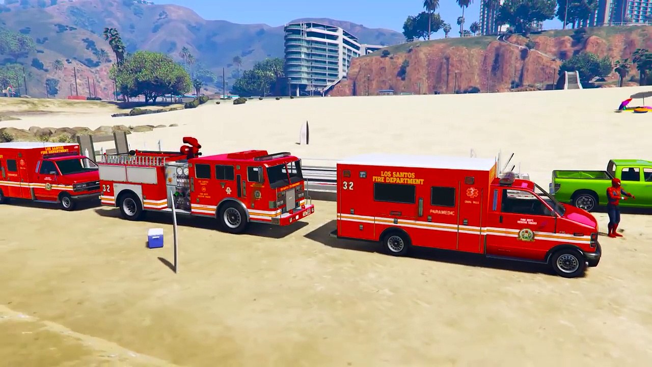 Fire Truck Transportation in Spiderman Cars Cartoon for Kids with Nursery Rhymes Songs