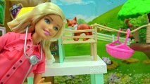 Animal Rescuer Barbie Vet Doll Takes Medical Care of Schleich Baby Animals, Gives Shots
