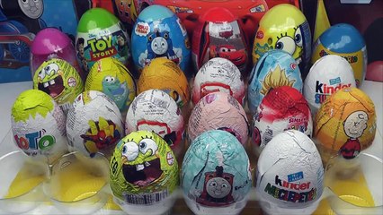 21 Surprise Eggs Kinder Surprise Cars 2 Spongebob Thomas Zaini Surprise