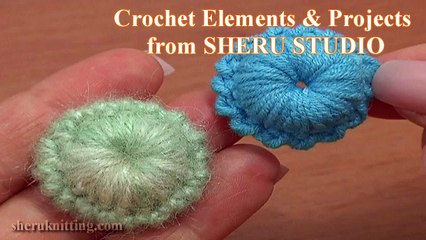 Crochet Puffy Round Button Tutorial 7 Reverse Single Crochet Trim