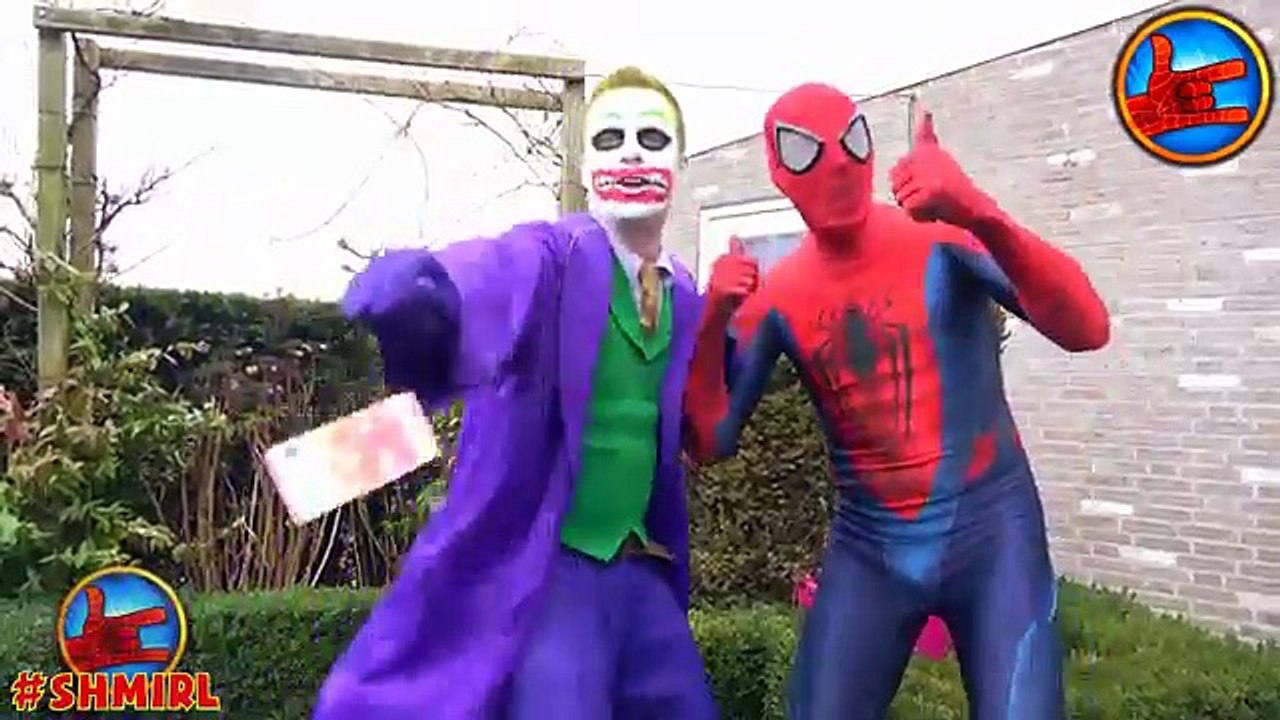 Frozen Elsa Steps in POOP! Poo Feet PRANK! w/ Spiderman Joker Pink Spidergirl Rapunzel in Real Life