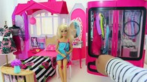 Barbie Wedding day Dress pink car & bicycle Barbie Hair shop salon Baby doll hair wash and haircut