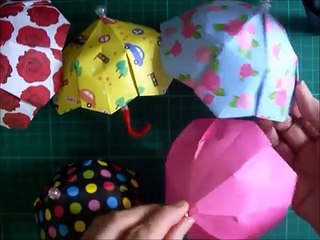 折り紙 カサ 立体 1枚の折り方（niceno1）Origami Umbrella use one sheet of paper