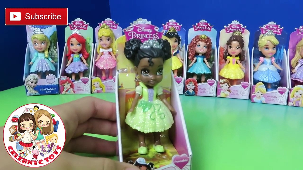 My First Disney Princess Sparkling Tiana Doll Collection Frozen Ariel Jasmine Belle Unboxing