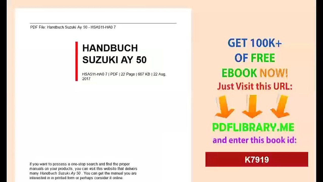Handbuch Suzuki Ay 50
