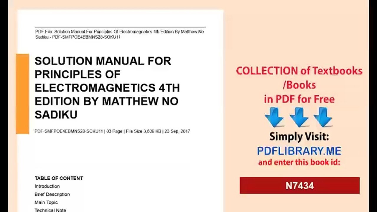 Solution Manual For Principles Of Electromagnetics 4th Edition By Matthew No Sadiku