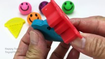 Learn Colors with Play Doh Ball Smiley Face Ice Cream Peppa Pig Elephant Molds Kinder Surprise Eggs