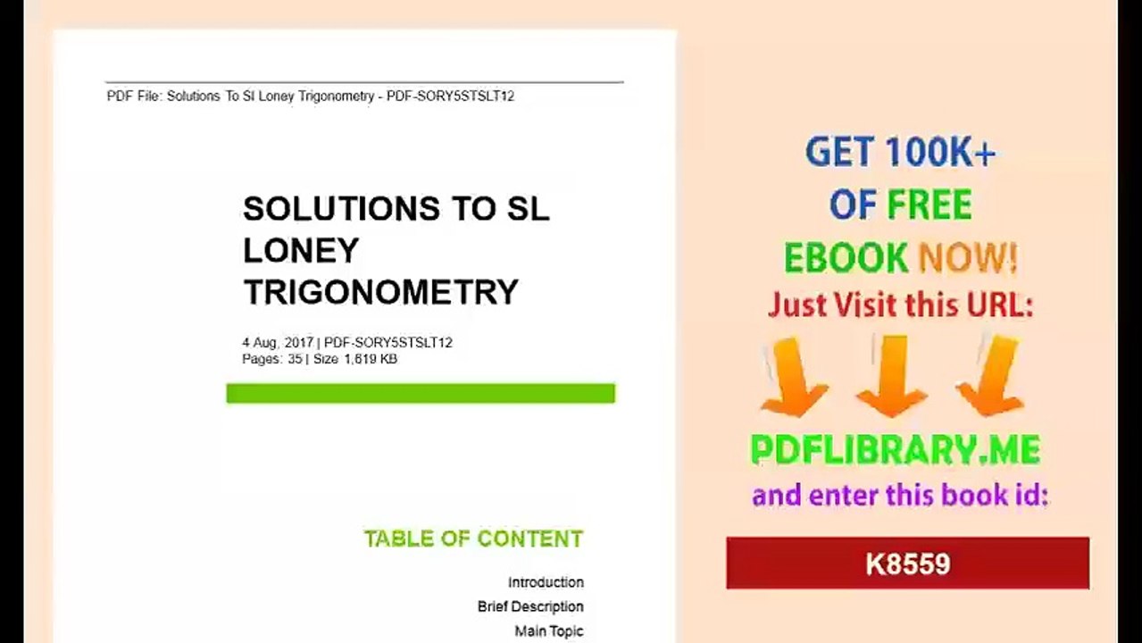 Solutions To Sl Loney Trigonometry