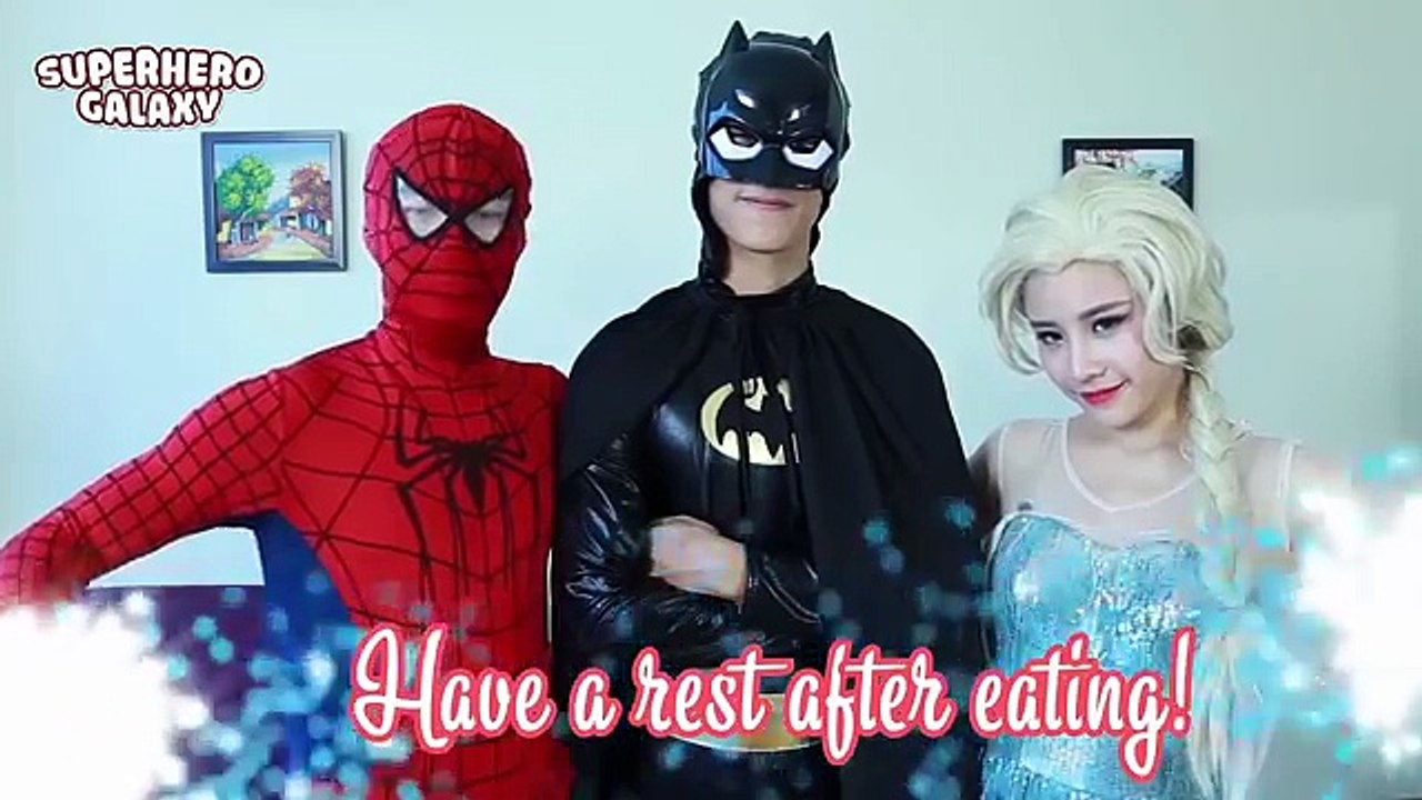 #Spiderman & Frozen Elsa drink poisoned tea! w/Spiderman Anna maleficent Joker Superhero Real Life#