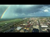 Rainbow Appears Over Lake Erie After Storm Hits Cleveland