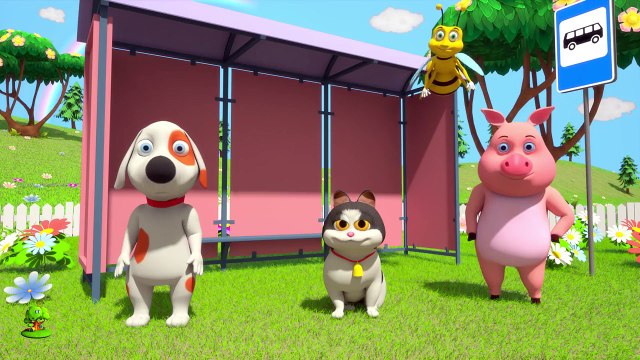 Blue Wheels On The Bus - Kindergarten Nursery Rhyme Color Song - Cartoon for Kids - Little Treehouse