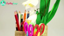 Waste Material Craft - How to Make a Pencil/Pen Holder (Table Organizer)