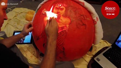 Balkabağından yapılan 'Wonder Woman' sanatı