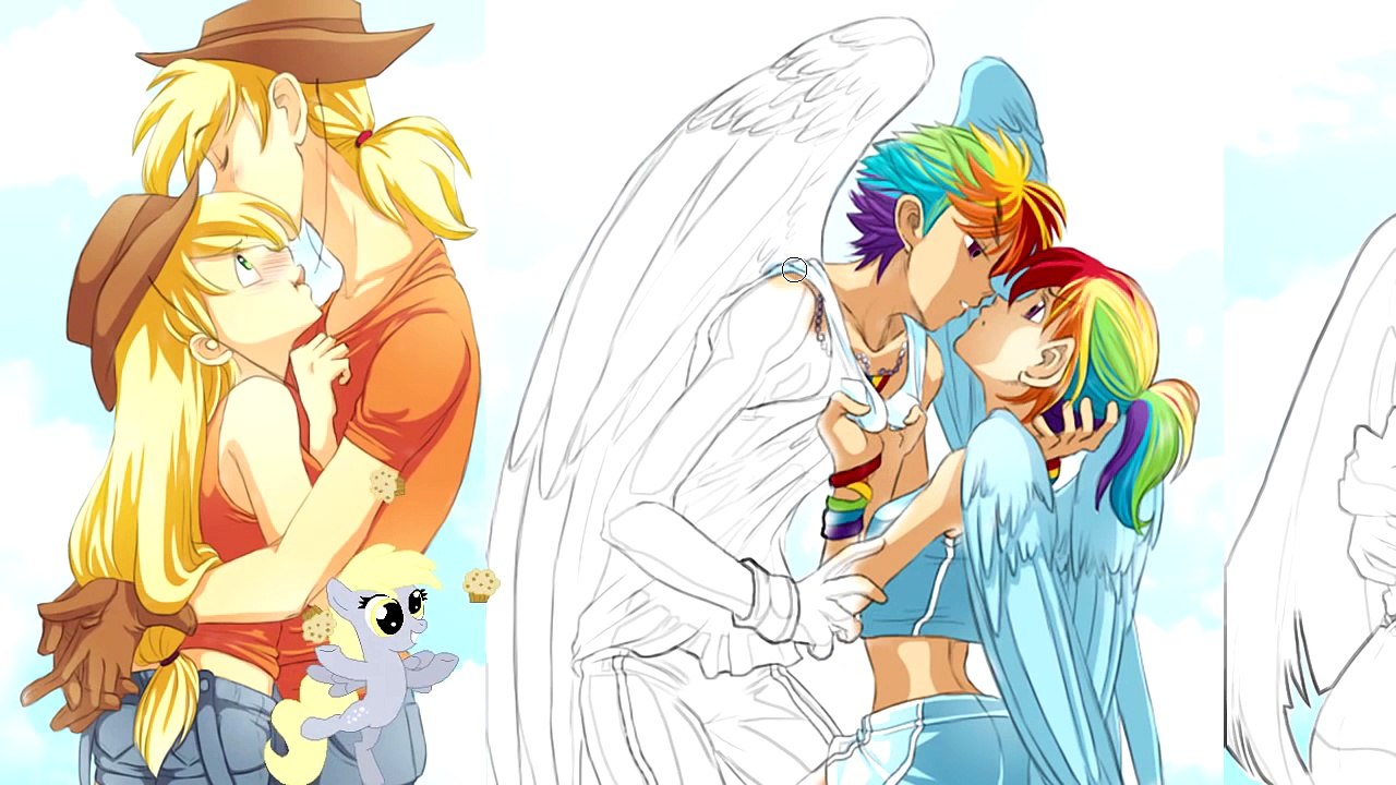 My Little Pony Equestria Girls Mane 6 Genderbends as Humans - Coloring Transformation