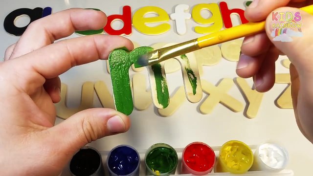 Painting ABC for Kids with Colors Painted ABCD Learn Wooden Puzzle Color Paint Spelling Writing