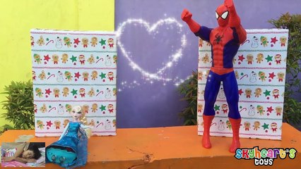 ELSA got a Christmas gift from SPIDERMAN! Frozen toys for kids playtime with spiderman and drgaons-aShxMIC4-p8