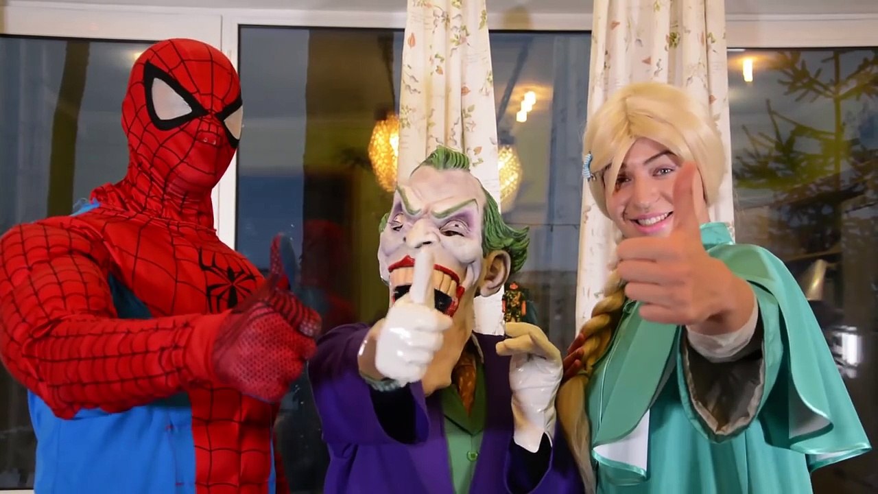 Autumn motion! Frozen Elsa and Spiderman! spiderman vs joker superhero in real life