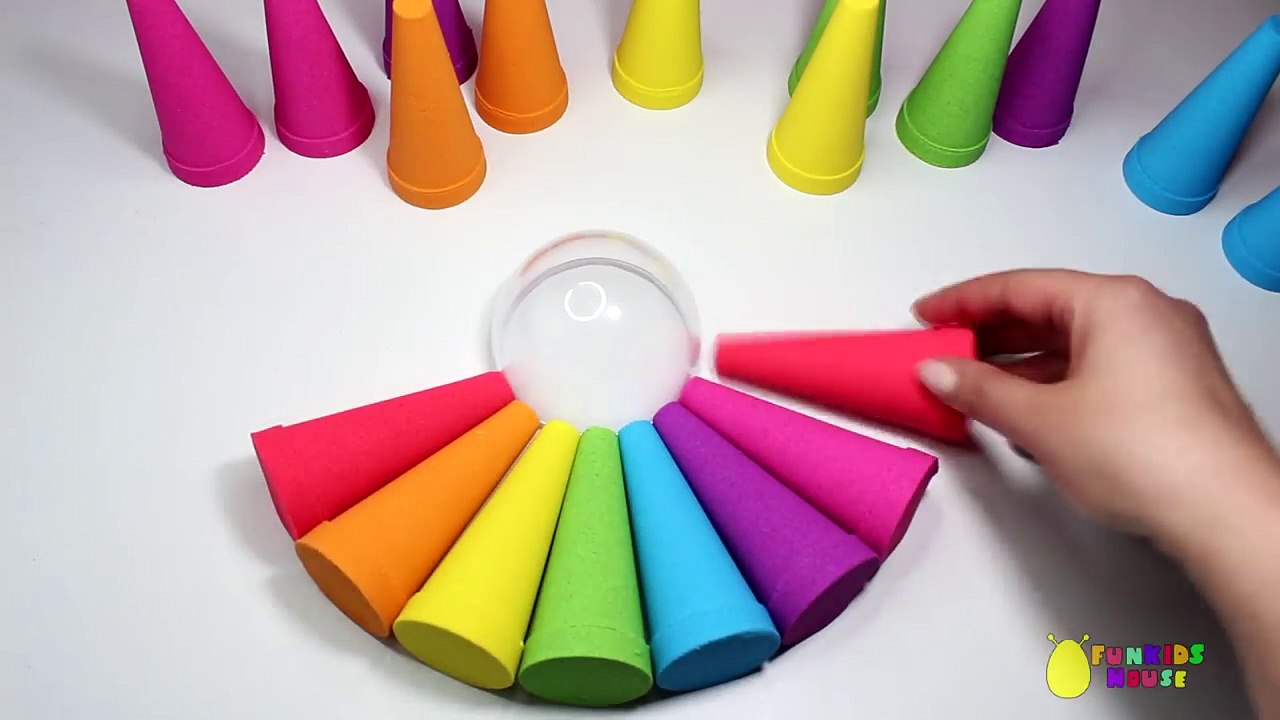 DIY Kinetic Sand Rainbow Ice Cream Cake with Candy Learn Colors Kinetic Sand Compilation for Kids