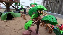 Giant Playmobil Wildlife Building Sets and Jungle Safari Animals Toys Collection in the Sandbox