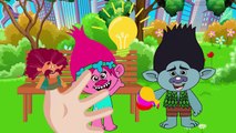 Trolls Poppy and Daddy Branch eating cake pop train Play Doh Finger Family Nursery Rhymes for kids