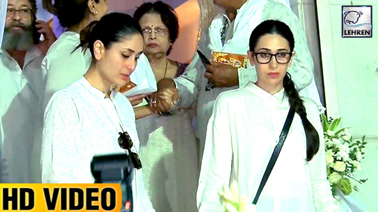 Kareena And Karisma Kapoor At Rani Mukherji's Father's Prayer Meet