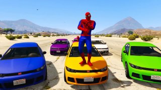 Cars Transportation in Funny Spiderman Cartoon for Kids and Nursery Rhymes Songs