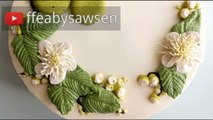 Buttercream guava & guava blossom wreath cake - tutorial 6/6 - relaxing cake decorating