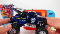 Monster Tow Truck Car Vehicles Toys for Kids Learn Colors for Toddlers with Microwave Playset