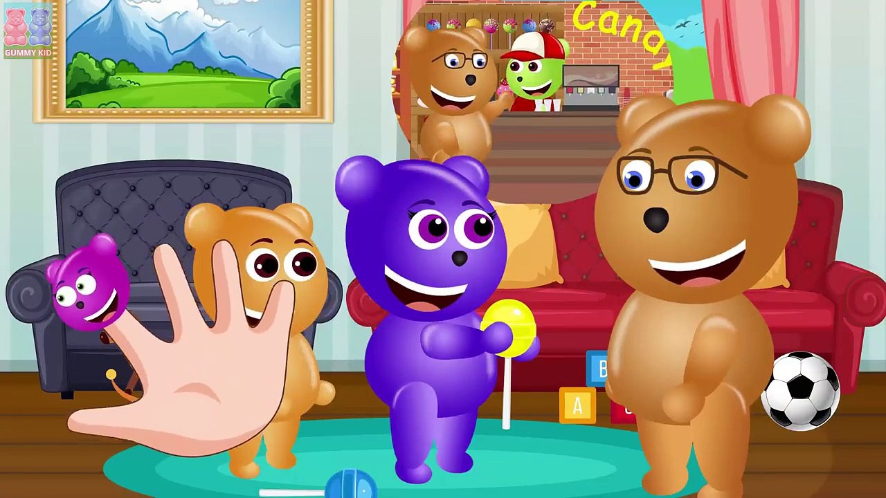 Gummy Mega Bear Crying Wants Candy on Refrigerator Daddy Song Finger Family Nursery Rhymes Kids Song