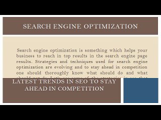 Latest Trends In Seo To Stay Ahead In Competition