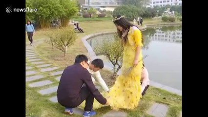 University students use 2,000 leaves to make evening dress