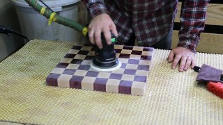 Polishing an end grain chessboard