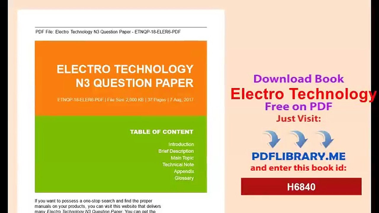 Electro Technology N3 Question Paper