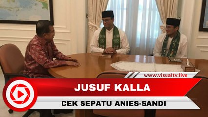 Lucu! Sepatu Anies dan Sandi Diperiksa Jusuf Kalla