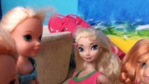Anna and Elsa Toddlers Swimming in Rock Pool! Beach Play Water park Dory Icecream Frozen Dolls Toys