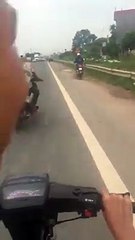crazy guy driving a motorbike