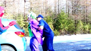 Spiderman & Frozen Elsa vs Joker! w/ Pink Spidergirl, Anna! Superhero Fun in Real Life :)
