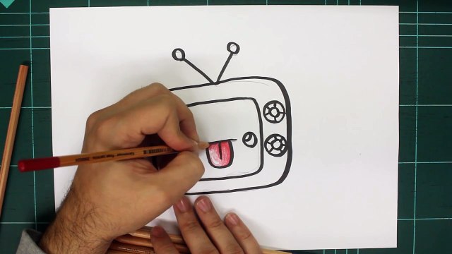 COMO DIBUJAR TV KAWAII PASO A PASO - Dibujos kawaii faciles - How to draw a TV